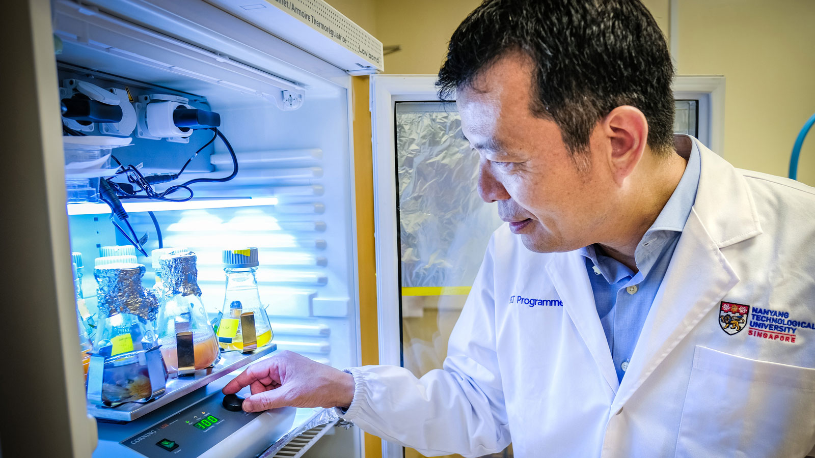 Professor William Chen overseeing the fermentation process as he hopes to combat Covid 19 waste pollution